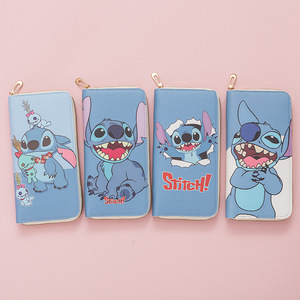 Sıcak Satış Sevimli Karikatür Stitch Uzun Cüzdan PU Deri Kartlık Çocuklar İçin Bozuk Para Çantası Fermuarlı Cüzdanlar - Product Image 1
