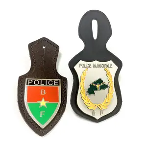 custom with PU leather strap hanging badge