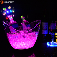 Seau à glace en acrylique rechargeable lumineux avec logo personnalisé pour bars, clubs, restaurants, fêtes, boissons, bières et vins