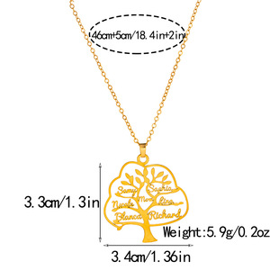<span class=keywords><strong>Collier</strong></span> personnalisé avec nom en acier inoxydable plaqué or 18 carats, motif <span class=keywords><strong>de</strong></span> plante en bambou, <span class=keywords><strong>collier</strong></span> sportif pour femme, chaîne <span class=keywords><strong>de</strong></span> pull - Product Image 4