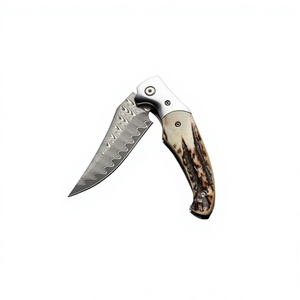 Couteau de poche pliant personnalisable en acier au carbone OEM avec lame à pointe tombante et manche en bois pour le camping et la chasse en extérieur - Product Image 2