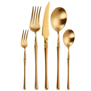 Matt oro posate 18/8 posate forchetta e cucchiaio set oro posate da sposa di lusso cucchiaio e forchetta