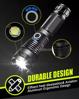 Lampe torche tactique rechargeable portable de 10 000 lumens, étanche, en alliage d'aluminium, puissante, torche XHP50, IP65, d'urgence