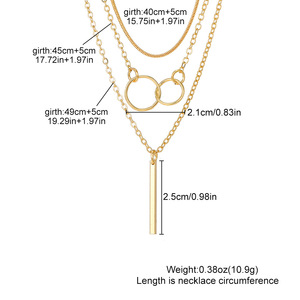 Moda mujer chapado en oro Vintage Multi capas collares Cruz círculo Metal Bar serpiente enlace cadena gargantilla collar fiesta joyería - Product Image 3