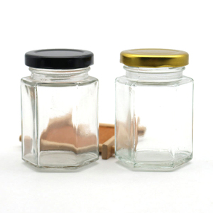 ขวดแก้วทรงหกเหลี่ยมสำหรับบรรจุแยม ซอสพริก ผักดอง ถั่ว พร้อมฝาเกลียวและสติกเกอร์ ขายส่ง - Product Image 1