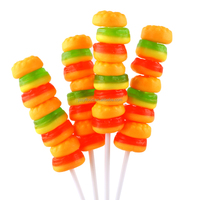 Certificat HACCP/BRC Halal Kosher Burger Fruit Gummy Hamburger Shape Jelly Soft Gummy Candy Lollipop