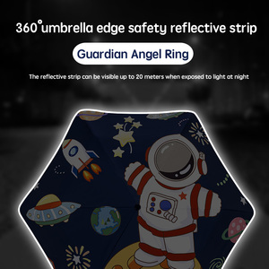 Paraguas automático seguro antirrebote para niños, portátil, plegable, patrón de astronauta personalizado, protección UV hecha de material Pongee - Product Image 5