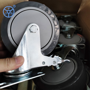 Ruota Girevole Laterale di Alta Qualità in Gomma Termoplastica TPR con Blocco per Carrelli - Product Image 3