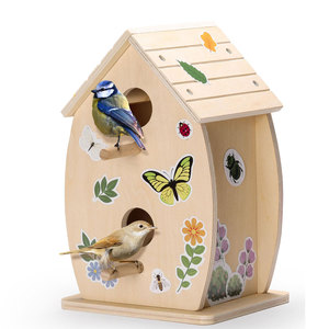 Kit Casa Do Pássaro Artesanato De Arte Brinquedos De Madeira Artesanato De Madeira Inacabado Com Adesivos Casa De Pássaro De Madeira Fora - Product Image 1