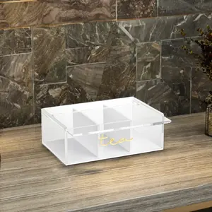 Judaica lucite trà Caddy jewish 3 khoang Acrylic biểu tượng tùy chỉnh in trà bao bì hộp