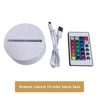 Base de lampe de table LED avec câble de charge USB, base ronde craquelée couleur RGB, base de lampe de nuit LED 3D