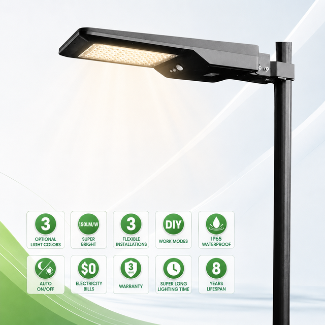 Solar LED Street Light 40W 6000LM IP65 Dusk to Dawn with Motion Sensor and Remote Control ABS Garden 3 Years Warranty