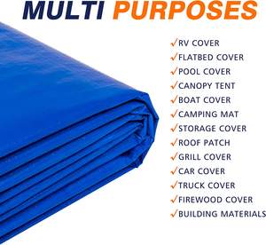 मिलियन उच्च गुणवत्ता यूव प्रतिरोधी लिनी वाटरप्रूफ ब्लू 100% पे लेपित टार्पालिन 4*6 120gs - Product Image 4