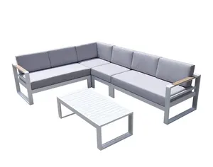 Jbb3070 sofá de alumínio com design moderno, conjunto de sofás de algodão para jardim e área externa, restaurante