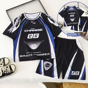 Conjunto <span class=keywords><strong>de</strong></span> uniforme <span class=keywords><strong>de</strong></span> baloncesto para niños - conjunto deportivo <span class=keywords><strong>de</strong></span> verano <span class=keywords><strong>de</strong></span> dos piezas <span class=keywords><strong>de</strong></span> manga corta estilo motociclista americano para niños - Product Image 2