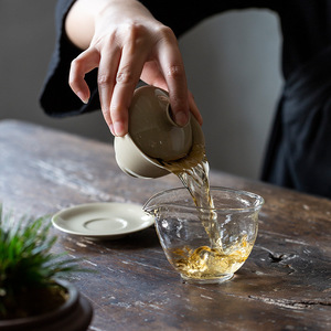 Wood Ash Three Element Gaiwan <b>Teacup</b> With Tray Heat Resistant Ceramic Household Tea Bowl For Afternoon Tea - Product Image 3