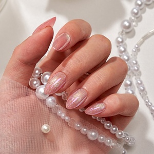 BTARTBOX Luxury False Fake <b>Nails</b> <b>Set</b> With Glue High Quality Wholesale Short Almond Pink Cat Eye Soft Gel Press on <b>Nails</b> 30pcs - Product Image 1