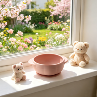 Bol d'alimentation pour enfants en silicone, résistant aux morsures, à forte aspiration, avec doubles poignées en forme de citrouille, récipient alimentaire pour bébés