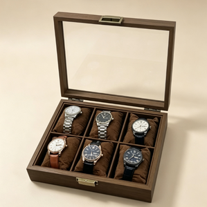 Caja de Madera de Lujo para Relojes y Joyas con Tapa Transparente, Estuche con 6 Ranuras para Exhibición y Almacenamiento de Relojes - Product Image 3