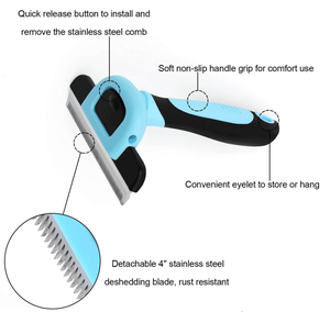 Bestseller Professionelles Tierpflege-Werkzeug Maßgefertigte Edelstahl- und TPR-Hundebürste Entfilzungsbürste für Hunde und Katzen - Product Image 4