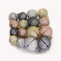 Perles en zircon CZ pavées de 8, 10, 12, 14 mm, rondes, pour collier, bracelet, connecteurs magnétiques, fermoirs magnétiques pour la création de bijoux DIY