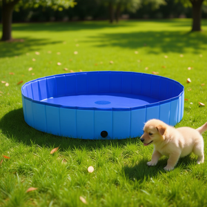 Blue Foldable Dog Swimming <b>Pool</b> 78.7 X 11.8 Inch PVC Round Outdoor All Seasons <b>Pet</b> Supplies - Product Image 2