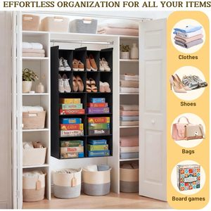 Organizador de Armario Colgante con 14 Compartimentos, 33x15x85cm, Almacenamiento de Ropa de Tela No Tejida para Dormitorio - Product Image 6