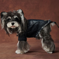 Vêtements en jean pour chien, design chaîne étoile, style mode, veste en jean noir pour chien, manteau deux pattes pour animal de compagnie