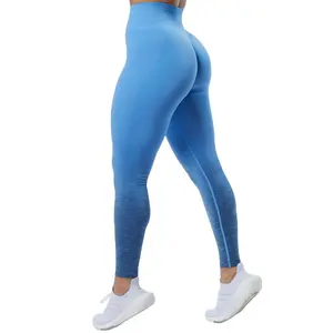 Kadınlar için Ombre yükseltmek Legging ezme dikişsiz tayt egzersiz spor salonu taytları sıkı Yoga pantolon Push Up ganimet Legging degrade