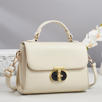 2025 nouvelle couleur unie litchi motif femmes sac à main mode polyvalent unique épaule sac à bandoulière serrure petit sac carré