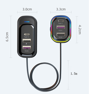 66W + 15W 81W New 6in1 6 Trong 1 Nhanh Chóng Sạc Di Động Hiển Thị Kỹ Thuật Số 6-Trong-1 4 Cổng USB + 2 Loại C Xe Sạc Hub Adapter - Product Image 1