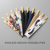 Bâtonnets de bambou écologiques imprimés sur mesure, avec étuis en carton de type carte, motif floral à l'encre chinoise, jetables