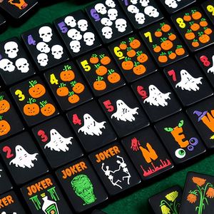 Mahjong Americano de Melamina Negra de Lujo Personalizado, Moderno y Portátil para Halloween, con 1/2/3/4 Capas, Fichas de Póker Talladas, Ecológicas y Resistentes al Agua - Product Image 2