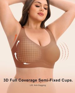 Soutiens-gorge sans fil personnalisables en gelée pour femmes, à bonnets pleins, push-up, sans coutures, respirants, couvrance totale, sans armatures, grandes tailles, type T-shirt - Product Image 3