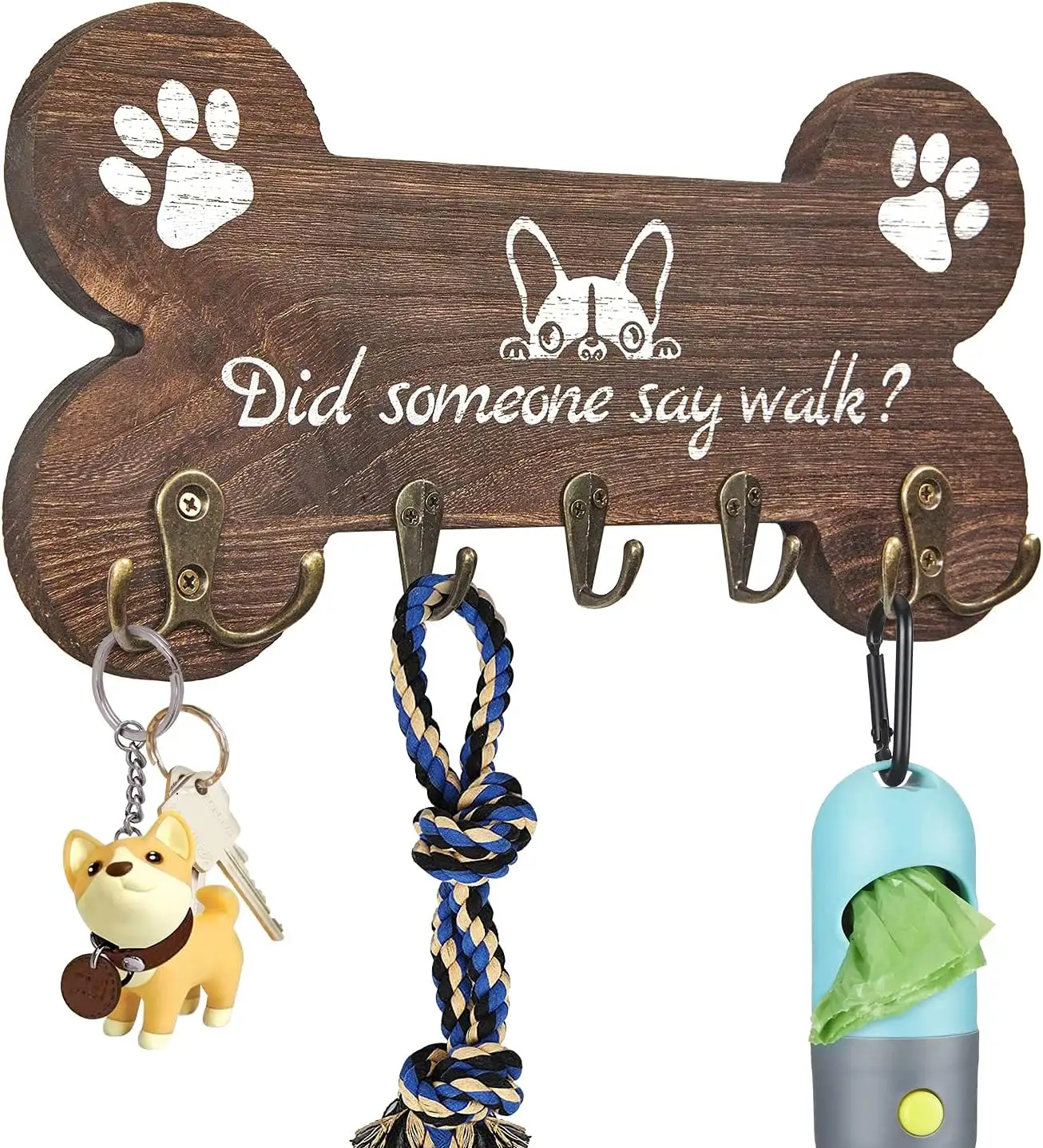 Portachiavi a forma di osso portachiavi per cani con 5 ganci per chiavi decorativi per la parete simpatici regali per l'inaugurazione della casa per il proprietario e gli amanti del cane