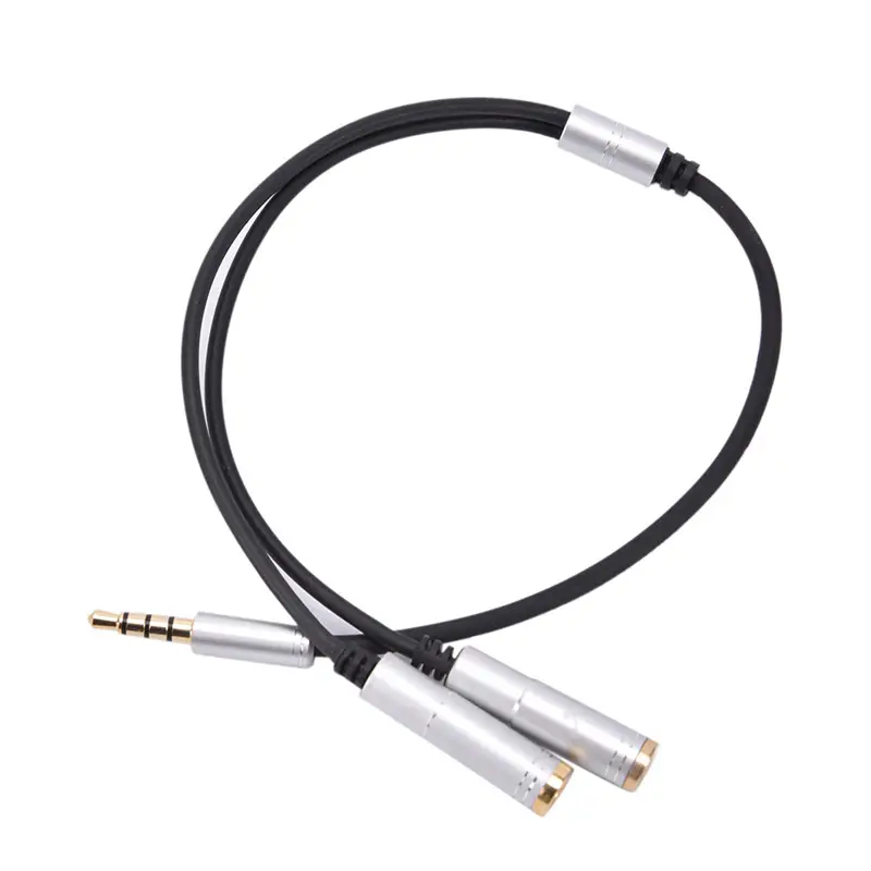 1 Male To 2 Female 3.5mm Mic Headphone Splitter Audio Cable Jack Mic Audio Y Splitter Aux Extension Adapter Cable Cord For PC