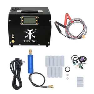 TUXING Hot Sell 4500Psi 300Bar 12V Auto Stop Oil-water Separator PCP LCD Digital Screen Built-in Converter Diving Air Compressor