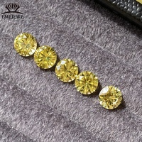 EMEJEWE Saphir Jaune de Laboratoire Certifié AGL, Taille Brillant, Pierre Précieuse Libre, Effet de Couleur/Feu, Or Guangxi 9K 10K 14K 18K