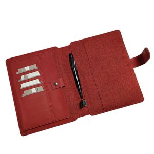 Luxury A5 Business Smart Notebook Wireless Charger Fabric Cover Portfolio with Card Wallet <b>Pen</b> Loop for Executive Gift - Product Image 3