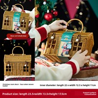 Panier-cadeau en bambou tissé en forme de maison personnalisé pour l'emballage de cadeaux alimentaires, bonbons de Noël, boîte en bambou recyclable, logo personnalisé, fait main