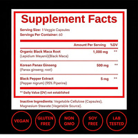 Capsules de Maca Noire et de Ginseng Véganes OEM ODM Marque Privée Complément Herbal pour la Santé, l'Énergie et le Soutien Immunitaire des Adultes