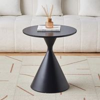 Table en bois massif légère avec plateau rond, petite table basse ronde en bois pour balcon
