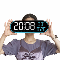 Horloge murale numérique contemporaine multifonctionnelle de 15 pouces avec affichage de la température, de la date et du calendrier LED, personnalisée par les fournisseurs, pour la maison