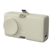 Nouvelle Batterie Externe Ultra Compacte Mini 3-en-1 Haute Capacité 5000mAh avec LED, Station de Charge Sans Fil 20W, Support d'Affichage Portable Extérieur en PVC