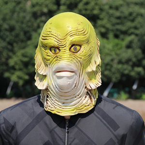 Masque de monstre poisson en latex, masque intégral pour la tête, accessoire de fête d'Halloween, accessoire de costume de mascarade - Product Image 1