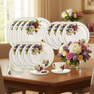 Set di Stoviglie in Porcellana <span class=keywords><strong>Bone</strong></span> <span class=keywords><strong>China</strong></span> con Decorazioni Dorate, 20 Pezzi, per 4 Persone, Uso per Feste - Product Image 1