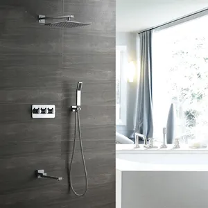 壁掛けシャワーセットホットコールド本体300*300mm真鍮シャワーヘッド浴室シャワー蛇口