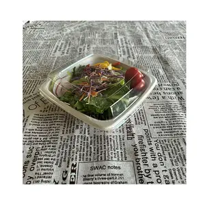 Eco-friendly Biodegradable Sugarcane Bagasse Salad Container Disposable Takeout Pulp Packing Box