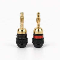 Connecteur banane plaqué or 4 mm, bandes de polarisation rouge-bleu, poignée en caoutchouc à nervures verticales pour borne de connexion d'amplificateur de haut-parleur