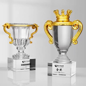 Nuevo Trofeo Premium con Corona, Copa Grande de Cristal K9 Dorada, Copas y Premios Deportivos Personalizados para Campeonatos de <span class=keywords><strong>Liga</strong></span> - Product Image 5